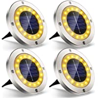Luz Solar Jardin Decoracion Exterior 16 LEDs- 4Pcs VIRIDI 120LM Foco LED Exterior Solares Luces IP65 Acero Inoxidable…